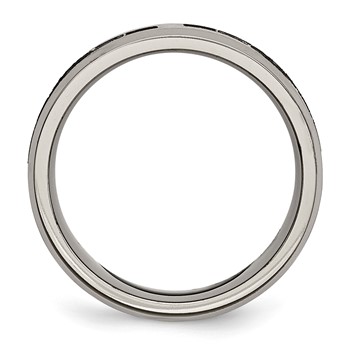 Chisel Titanium Brushed and Polished Claddagh Laser Design 8mm Beveled Edge Band — alternate view