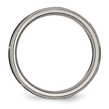 Chisel Titanium Brushed and Polished Flames Laser Design 8mm Beveled Edge Band — alternate view