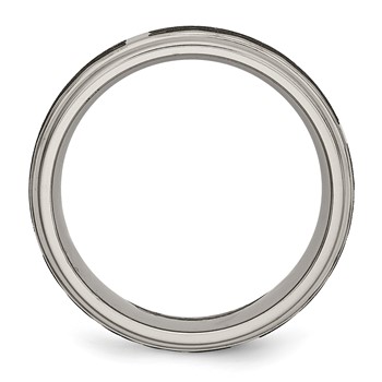Chisel Titanium Brushed and Polished Celtic Laser Design 8mm Ridged Edge Band — alternate view