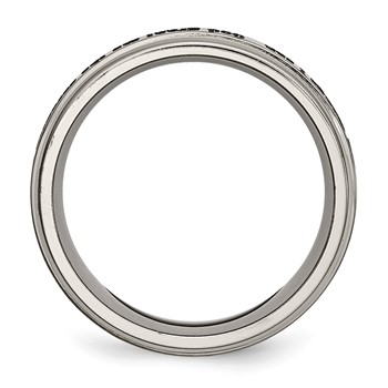 Chisel Titanium Brushed and Polished Serenity Laser Design 8mm Ridged Edge Band — alternate view