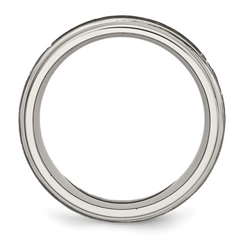 Chisel Titanium Brushed and Polished Cross Laser Design 8mm Ridged Edge Band — alternate view
