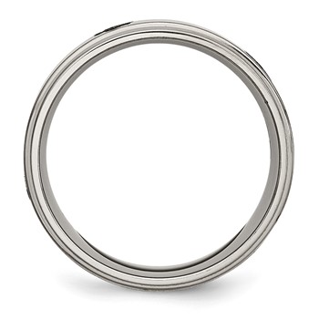 Chisel Titanium Brushed and Polished Masonic Laser Design 8mm Ridged Edge Band — alternate view