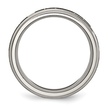 Chisel Titanium Brushed and Polished Claddagh Laser Design 8mm Ridged Edge Band — alternate view