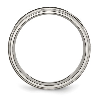 Chisel Titanium Brushed and Polished Cross Laser Design 8mm Ridged Edge Band — alternate view