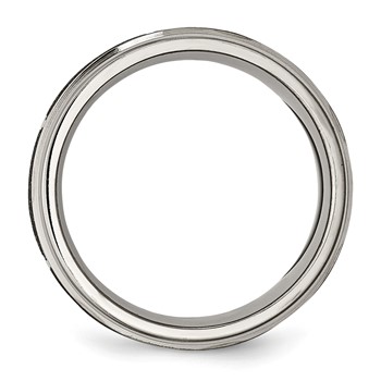Chisel Titanium Brushed and Polished Flame Laser Design 8mm Ridged Edge Band — alternate view