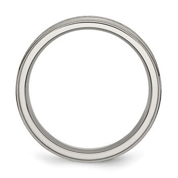 Chisel Titanium Brushed Center 6mm Ridged Edge Band — alternate view