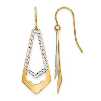Leslie's 10K Two-tone D/C Shepherd Hook Dangle Earrings