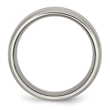 Chisel Titanium Brushed and Polished 10mm Grooved Ridged Edge Band — alternate view