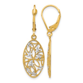 Leslie's 10K w/Rhodium D/C Leverback Dangle Earrings