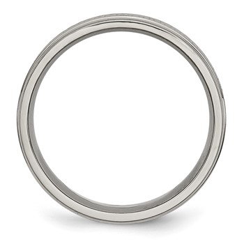 Titanium Ridged Edge Weave Design 6mm Polished Band — alternate view