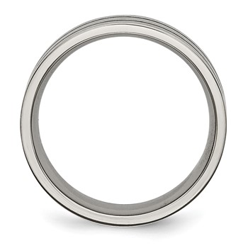 Chisel Titanium Brushed Black Enamel Grooved 7mm Flat Band — alternate view