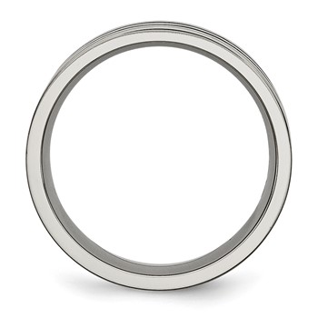 Chisel Titanium Polished Black Enamel Grooved 8mm Flat Band — alternate view