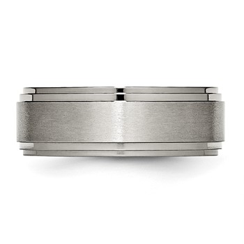 Chisel Titanium Brushed Center 8mm Double Step Ridged Edge Band — alternate view