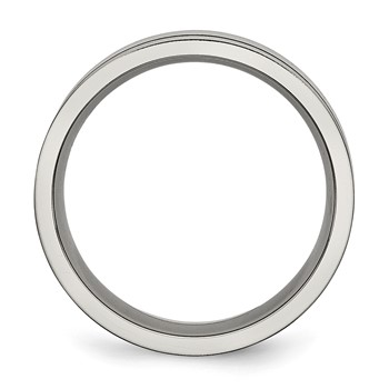 Titanium Brushed with Black Rubber 7mm Flat Band — alternate view