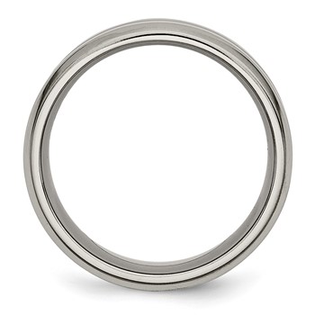 Chisel Titanium Brushed and Polished 8mm Grooved Beveled Edge Band — alternate view