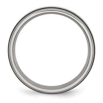 Chisel Titanium Antiqued with Brushed Center Sterling Silver Inlay 6mm Grooved Band — alternate view