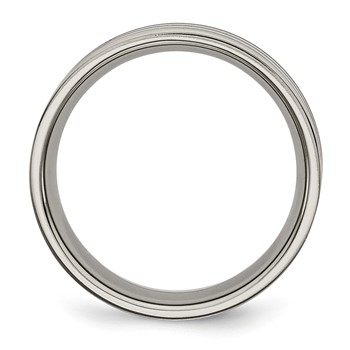 Chisel Titanium Polished Brown Enamel Striped 8mm Flat Band — alternate view