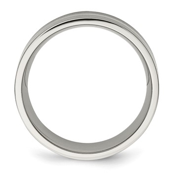 Titanium Brushed w/Sterling Silver Inlay 8mm Flat Band — alternate view