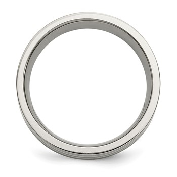 Titanium Brushed w/Sterling Silver Inlay 8mm Flat Band — alternate view