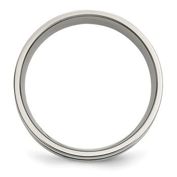 Titanium Brushed w/Sterling Silver Inlay 8mm Grooved Band — alternate view