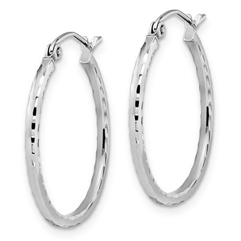 Leslie's 10K White Gold D/C Hinged Hoop Earrings — alternate view