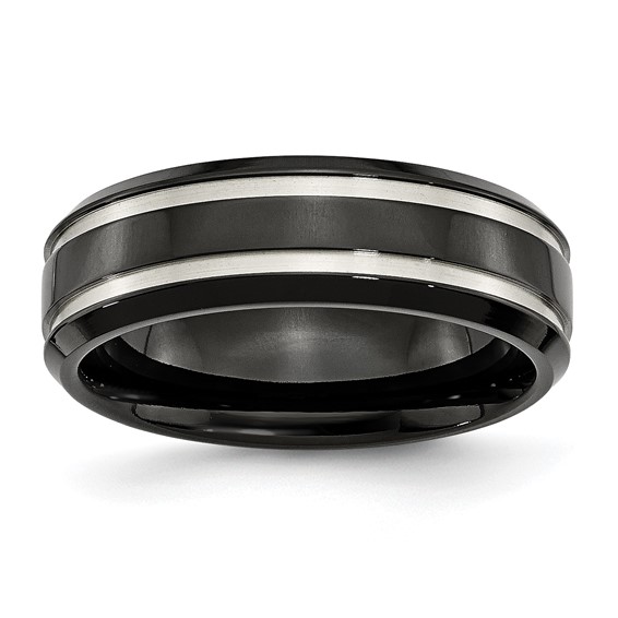 Black Titanium 7 mm Grooved Band Black Titanium 7 mm Grooved Band