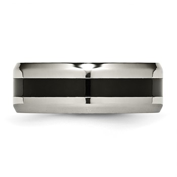 Chisel Titanium Polished Black Enamel 8mm Beveled Edge Band — alternate view