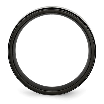 Chisel Titanium Brushed Center Black IP-plated 8mm Beveled Edge Band — alternate view
