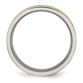 Titanium 8mm Yellow IP-plated Satin and Polished Checkered Band — alternate view