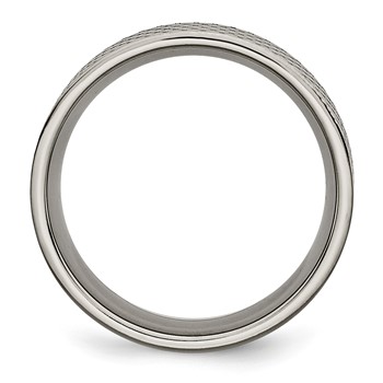 Titanium Brushed Patterned 8mm Flat Band — alternate view