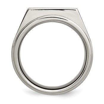 Chisel Titanium Satin and Polished 1/20 Carat Diamond Signet Band — alternate view