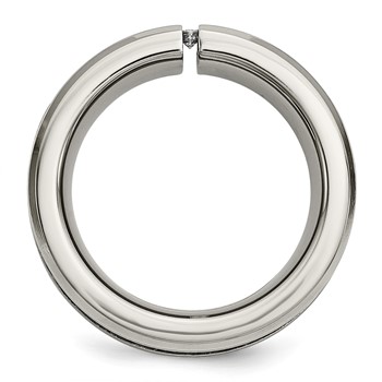 Chisel Titanium Brushed and Polished Black IP-plated Cable 1/20 Carat Diamond 10mm Band — alternate view