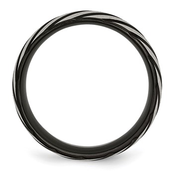 Titanium Brushed & Polished Black IP-plated 8mm Grooved Band — alternate view