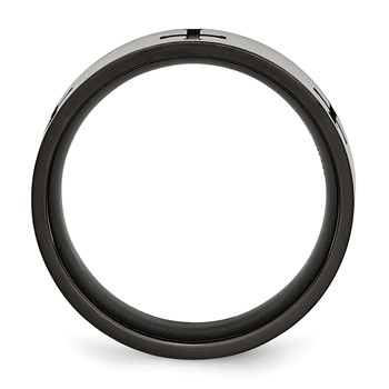Chisel Titanium Brushed Black IP-plated Cross 7mm Band — alternate view