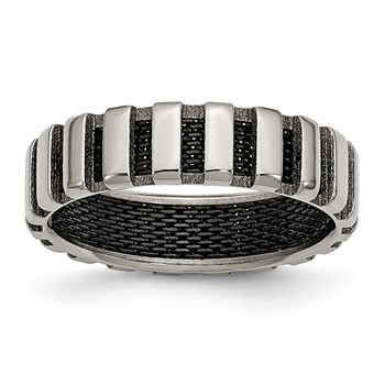 Chisel Titanium Polished with Black IP-plated Wire 6mm Band