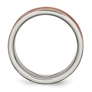 Titanium Grooved 8mm Brown IP-plated Polished w/brushed Center Band — alternate view