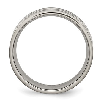 Titanium Polished Black IP-plated Striped 8mm Band — alternate view