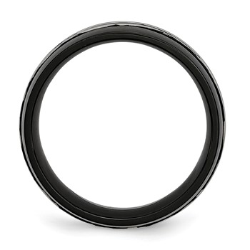 Titanium Grooved 8mm Black IP-plated Brushed & Polished Band — alternate view