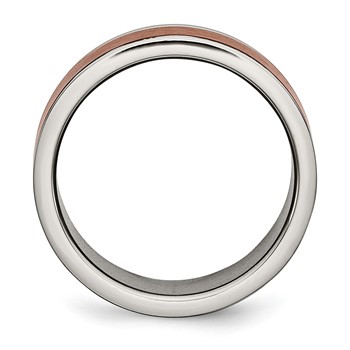 Chisel Titanium Brushed Center Brown IP-plated 8mm Grooved Edge Band — alternate view