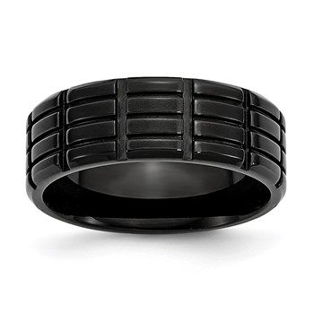 Chisel Titanium Brushed Black IP-plated 8mm Grooved Band