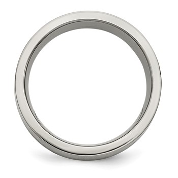 Titanium Brushed w/Sterling Silver Inlay 8mm Flat Band — alternate view