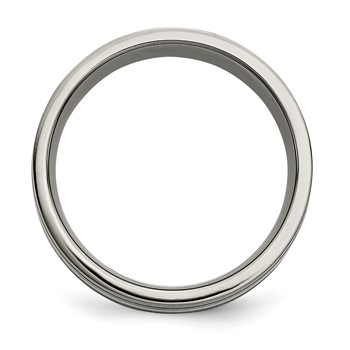 Titanium Brushed w/Sterling Silver Inlay 8mm Grooved Band — alternate view