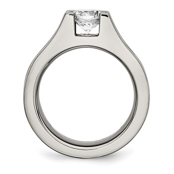 Chisel Titanium with Sterling Silver Accent Polished with CZ Ring — alternate view