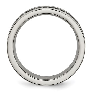 Titanium w/Sawtooth Accent/Polished Black Ceramic Center 8mm Band — alternate view