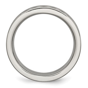 Titanium w/Sawtooth Accent/Polished Black Ceramic Center 8mm Band — alternate view