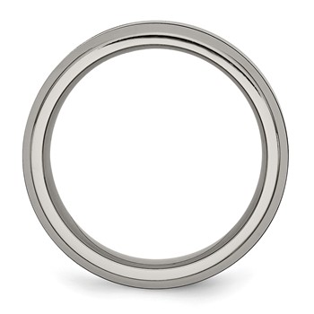 Chisel Titanium Polished with Black Ceramic Center 8mm Beveled Band — alternate view