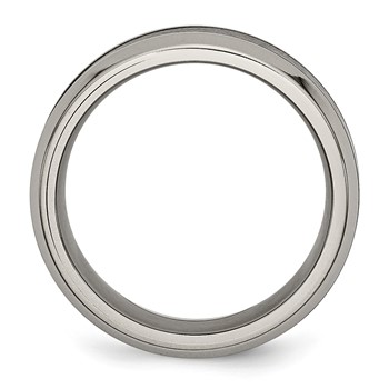 Chisel Titanium Polished with Black Ceramic Center 8mm Beveled Band — alternate view
