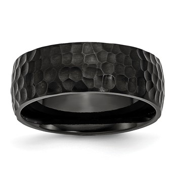 Chisel Titanium Brushed and Polished Hammered Black IP-plated 8mm Band