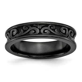Titanium Black Ti Concave 6mm Polished Band