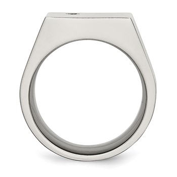 Chisel Titanium Polished CZ Signet Ring — alternate view